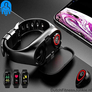 2 in 1 smartwatch met oordopjes rood