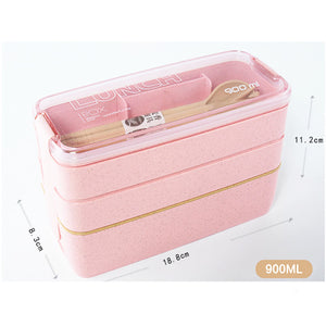 Lunchbox met 3 aparte bakjes en bestek - €17.95